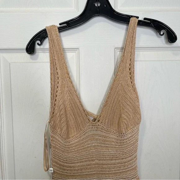 Torn by Ronny Kobo Small "Brown Sand" Beige/Tan Madi Knit Crochet Maxi Dress - Picture 5 of 10